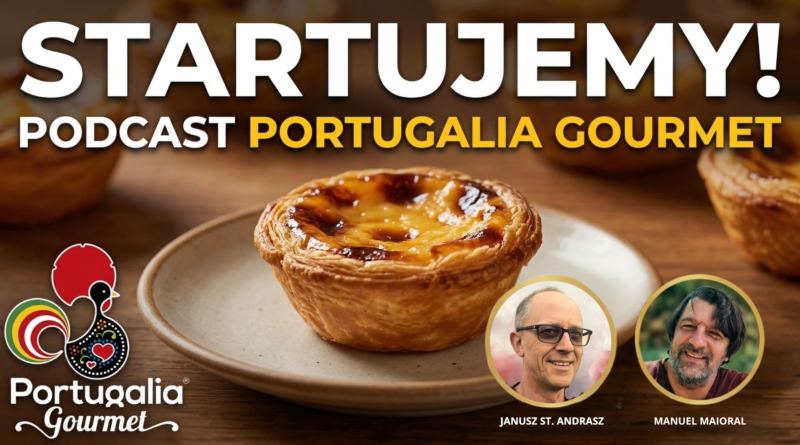 Miniatura odcinka 0 podcastu Portugalia Gourmet: Startujemy! Janusz St. Andrasz i Manuel Maioral na tle pastel de nata.
